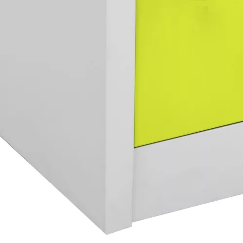 Világosszürke és zöld acél zárható szekrény 90 x 45 x 92,5 cm