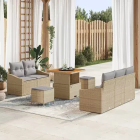   Kerti Kanapé Szett 8 pcs Beige és Világosszürke 80 x 80 x 71 cm