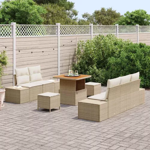 Kerti Kanapé Szett párnával 8 pcs Beige és krém 80 x 80 x 71 cm