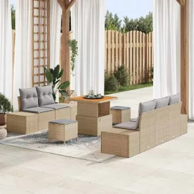   Kerti Kanapé Szett 8 pcs Beige és Világosszürke 80 x 80 x 71 cm