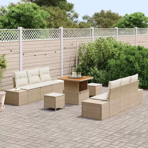Kerti Kanapé Szett párnával 9 pcs Beige és krém 80 x 80 x 71 cm