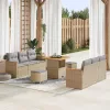 Kerti Kanapé Szett párnával tárolóval 9 pcs Bézs Poli rattan
