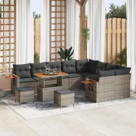   Kerti Kanapé Szett párnával tárolóval 12 pcs Szürke Poli rattan
