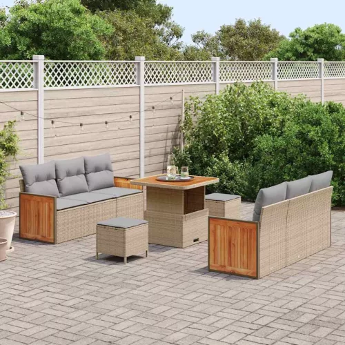 Kerti Kanapé Szett 9 pcs Beige és világosszürke 80 x 80 x 71 cm