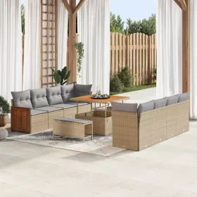   Kerti Kanapé Szett 11 pcs Bézs 100 x 100 x 71 cm polirattan
