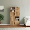 4 db tömörfa fenyőfa oldalsó szekrény ODDA 40x24x79 cm
