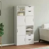 4 db fehér tömörfa fenyőfa oldalsó szekrény ODDA 40x24x79 cm