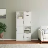 4 db fehér tömörfa fenyőfa oldalsó szekrény ODDA 40x24x79 cm