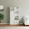 4 db fehér tömörfa fenyőfa oldalsó szekrény ODDA 40x24x79 cm