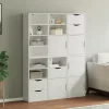 6 db fehér tömörfa fenyőfa oldalsó szekrény ODDA 40x24x79 cm