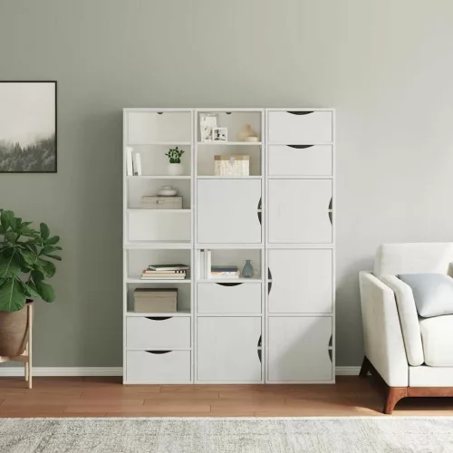 6 db fehér tömörfa fenyőfa oldalsó szekrény ODDA 40x24x79 cm