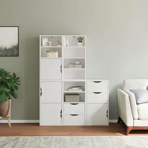 5 db fehér tömörfa fenyőfa oldalsó szekrény ODDA 40x24x79 cm