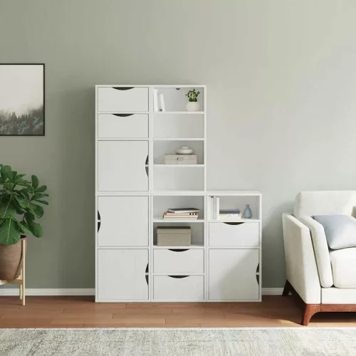 5 db fehér tömörfa fenyőfa oldalsó szekrény ODDA 40x24x79 cm