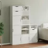 5 db fehér tömörfa fenyőfa oldalsó szekrény ODDA 40x24x79 cm