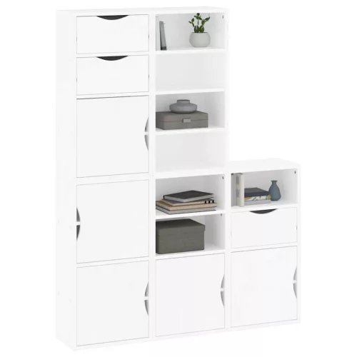 5 db fehér tömörfa fenyőfa oldalsó szekrény ODDA 40x24x79 cm