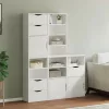 5 db fehér tömörfa fenyőfa oldalsó szekrény ODDA 40x24x79 cm