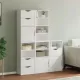 5 db fehér tömörfa fenyőfa oldalsó szekrény ODDA 40x24x79 cm