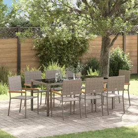   Kert étkező szett 9 pcs Szürke 190 x 90 x 75 cm polirattan