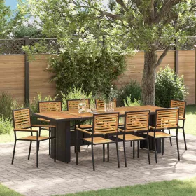 Kert étkező szett 9 pcs Fekete 240 x 90 x 75 cm polirattan