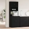 Konyhaszekrény polcokkal Musta tammi 60 x 50 x 180 cm Faanyag