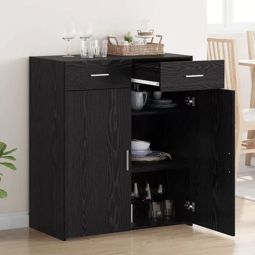 Tárolószekrény fiókkal Musta tammi 80 x 42.5 x 93.5 cm Faanyag