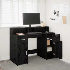   Asztal LED -es lámpákkal Musta tammi 120 x 55 x 91 cm Faanyag