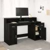 Asztal LED -es lámpákkal Musta tammi 140 x 55 x 91 cm Faanyag