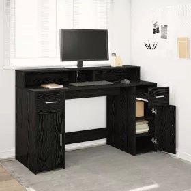   Asztal LED -es lámpákkal Musta tammi 140 x 55 x 91 cm Faanyag