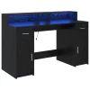 Asztal LED -es lámpákkal Musta tammi 140 x 55 x 91 cm Faanyag