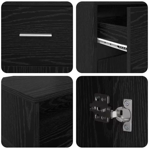 Asztal LED -es lámpákkal Musta tammi 140 x 55 x 91 cm Faanyag