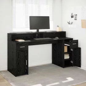   Asztal LED -es lámpákkal Musta tammi 160 x 55 x 91 cm Faanyag