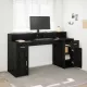Asztal LED -es lámpákkal Musta tammi 160 x 55 x 91 cm Faanyag