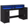 Asztal LED -es lámpákkal Musta tammi 160 x 55 x 91 cm Faanyag
