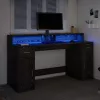 Asztal LED -es lámpákkal Musta tammi 160 x 55 x 91 cm Faanyag