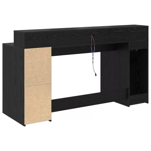 Asztal LED -es lámpákkal Musta tammi 160 x 55 x 91 cm Faanyag