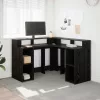 Asztal LED -es lámpákkal Musta tammi 130 x 130 x 91 cm Faanyag