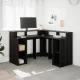 Asztal LED -es lámpákkal Musta tammi 130 x 130 x 91 cm Faanyag