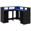 Asztal LED -es lámpákkal Musta tammi 130 x 130 x 91 cm Faanyag