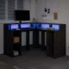 Asztal LED -es lámpákkal Musta tammi 130 x 130 x 91 cm Faanyag