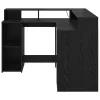 Asztal LED -es lámpákkal Musta tammi 130 x 130 x 91 cm Faanyag