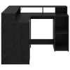 Asztal LED -es lámpákkal Musta tammi 130 x 130 x 91 cm Faanyag