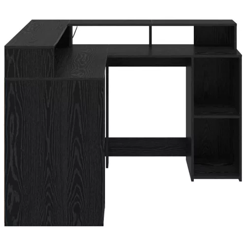 Asztal LED -es lámpákkal Musta tammi 130 x 130 x 91 cm Faanyag