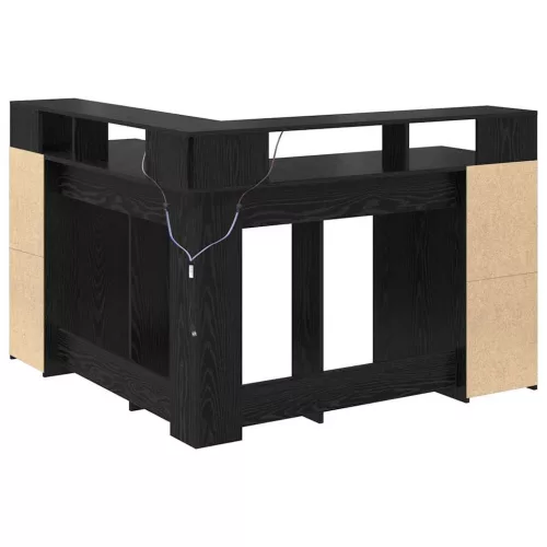 Asztal LED -es lámpákkal Musta tammi 130 x 130 x 91 cm Faanyag