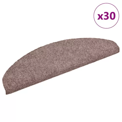 Öntapadós lépcsőszőnyegek, 30 db, világosbarna, félkör alakú, nagy, 65 x 21 x 4 cm