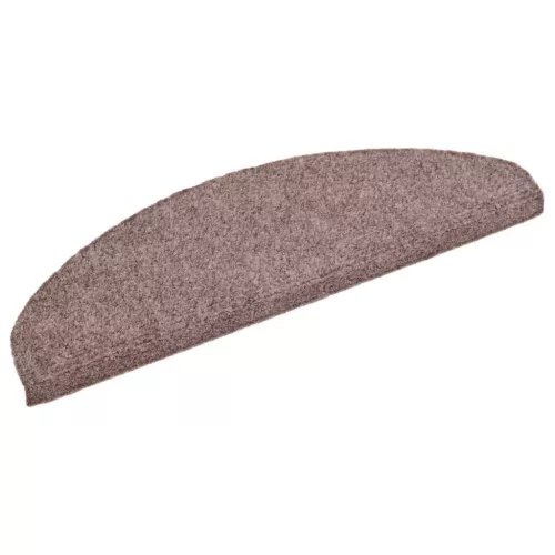 Öntapadós lépcsőszőnyegek, 30 db, világosbarna, félkör alakú, nagy, 65 x 21 x 4 cm