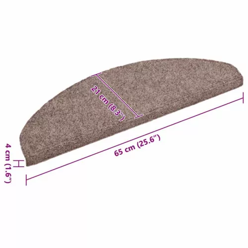 Öntapadós lépcsőszőnyegek, 30 db, világosbarna, félkör alakú, nagy, 65 x 21 x 4 cm