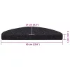 Öntapadós lépcsőszőnyegek 30 db 65 x 21 x 4 cm fekete félkör alakú nagy