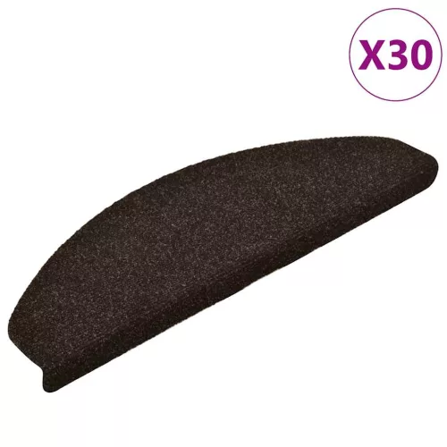 Öntapadós lépcsőszőnyegek 30 db sötétbarna félkör alakú, nagy
