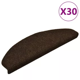   Öntapadós lépcsőszőnyegek 30 db 65 x 21 x 4 cm barna félkör alakú nagy