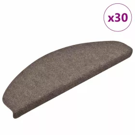   Öntapadós lépcsőszőnyegek 30 db 65 x 21 x 4 cm bézs félkör alakú nagy